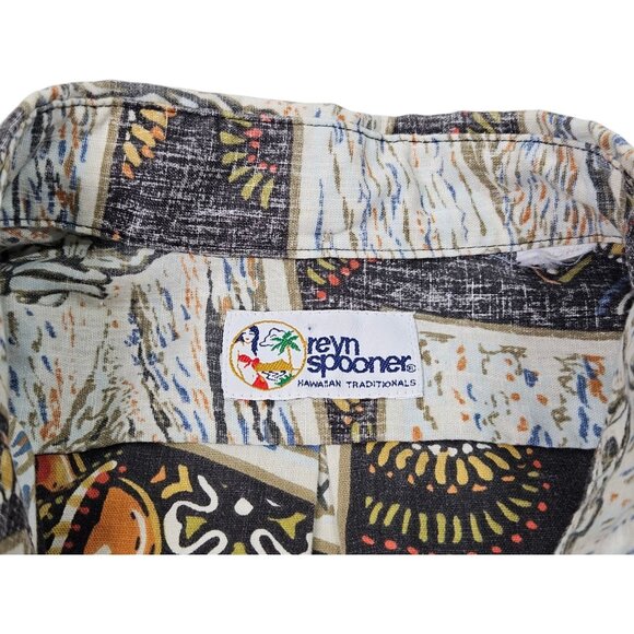 VTG Reyn Spooner Reverse Print Shirt AOP Men's Large Black Surfing Eddy Guitar - Picture 7 of 13